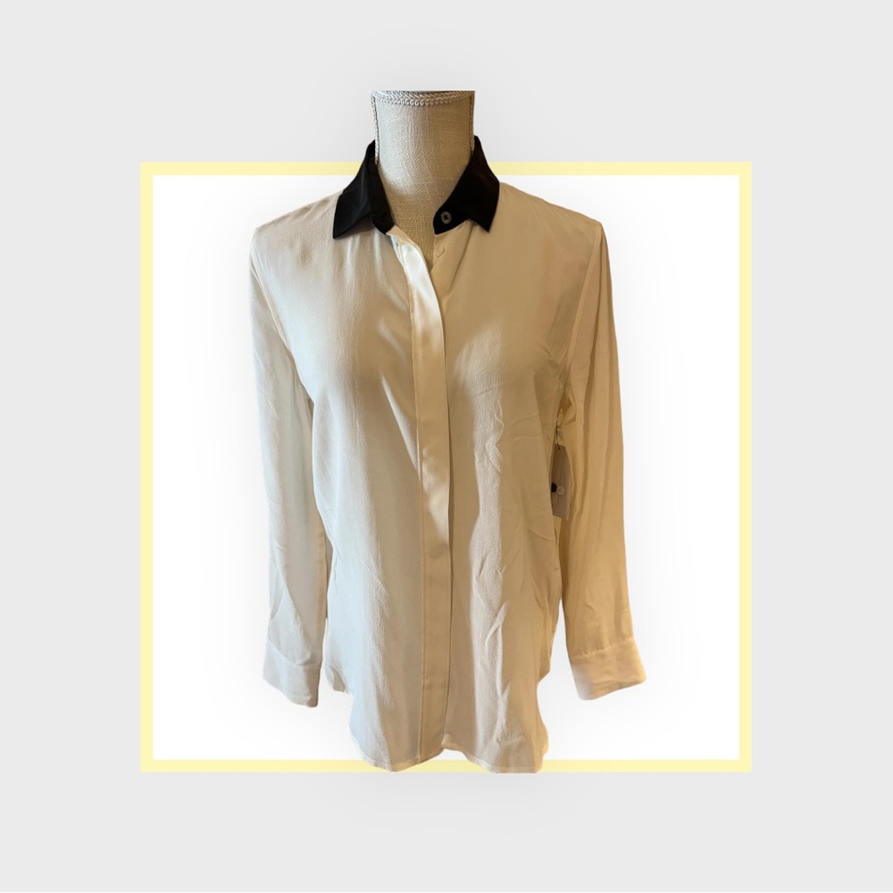 Equipment 100 percent silk long sleeve button up blouse.  White